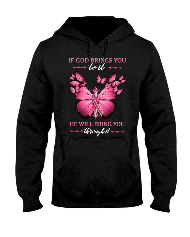 Si Dieu vous y conduit, il vous en sortira. Cancer du sein - T-shirt et sweat-shirt de sensibilisation au cancer du sein 0822