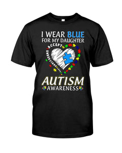 Je porte du bleu pour ma fille - T-shirt et sweat à capuche de sensibilisation à l'autisme 0921