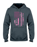 Sensibilisation au cancer du sein avec le drapeau américain - T-shirt et sweat-shirt de sensibilisation au cancer du sein 0822