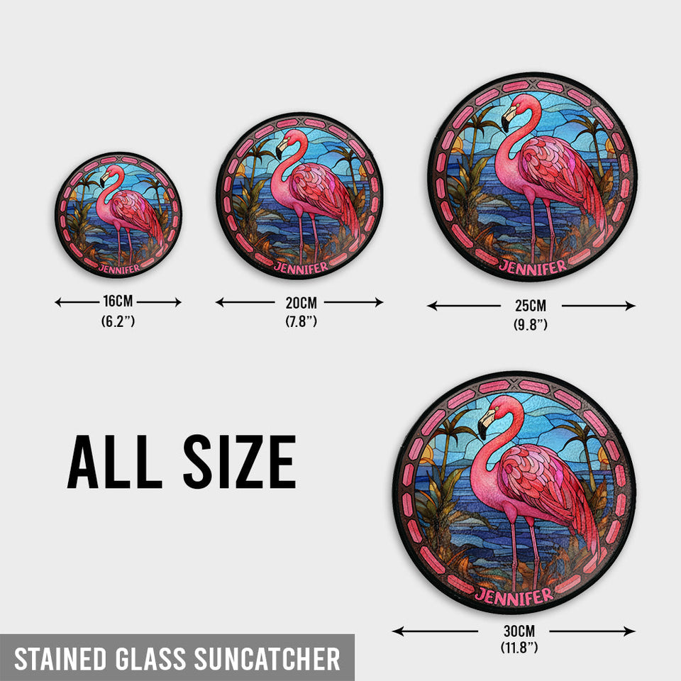 Love Flamingos - Personalized Flamingo Window Hanging Suncatcher Ornament
