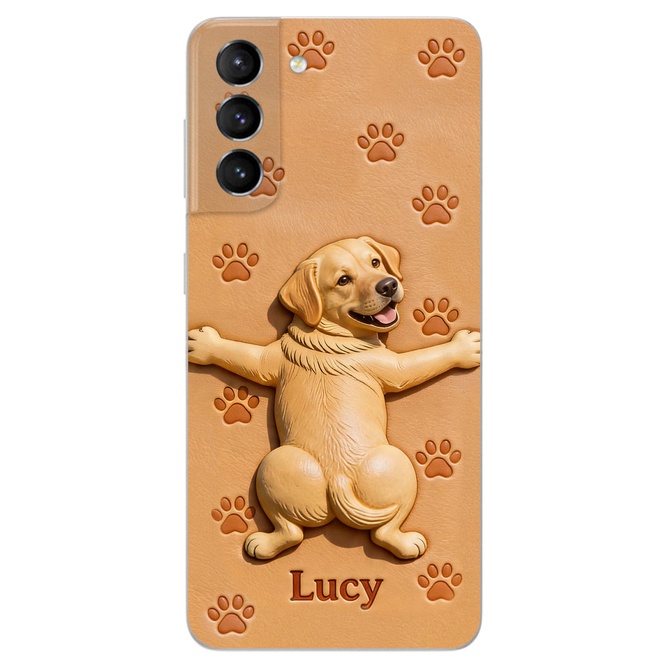 Pet Mom, Dog Lovers Gift Idea - Personalized Dog 3D Embossed Leather Phone Case