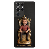 The King Dad - Personalized Father 3D Embossed Leather Phone Case