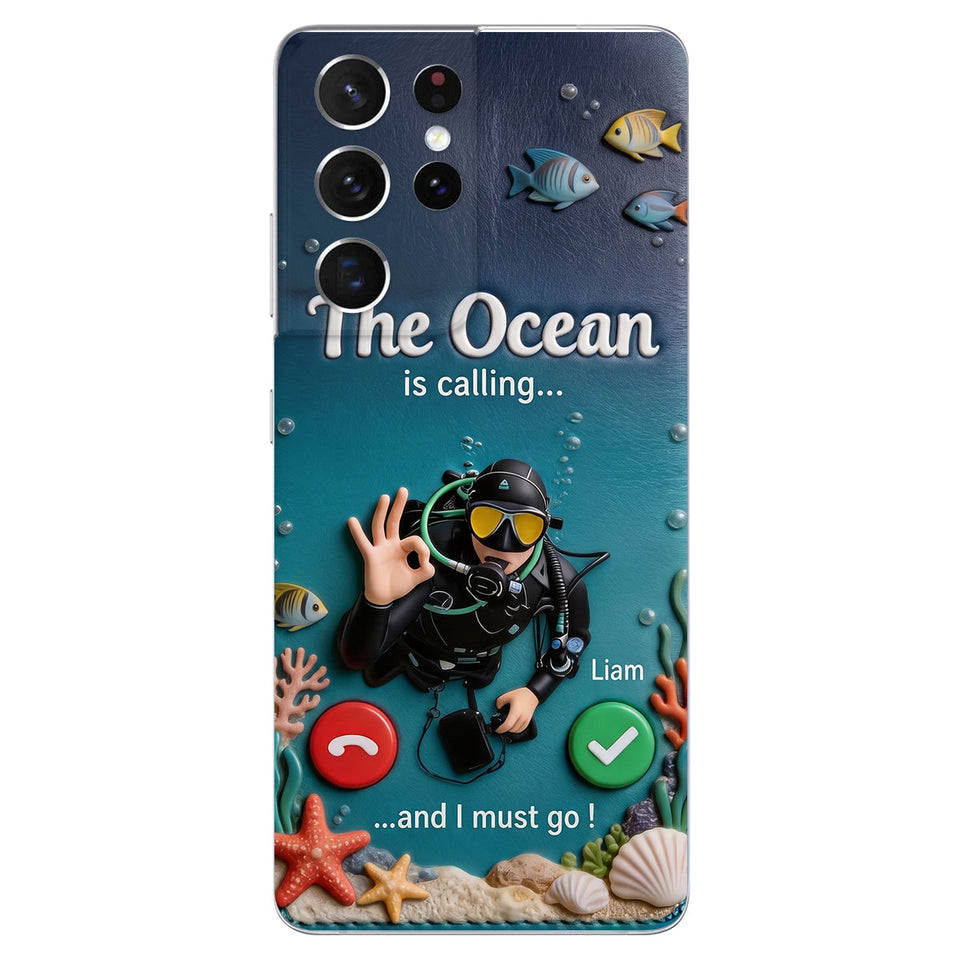 Tropical Sea Life - Personalized Scuba Diving 3D Embossed Leather Phone Case