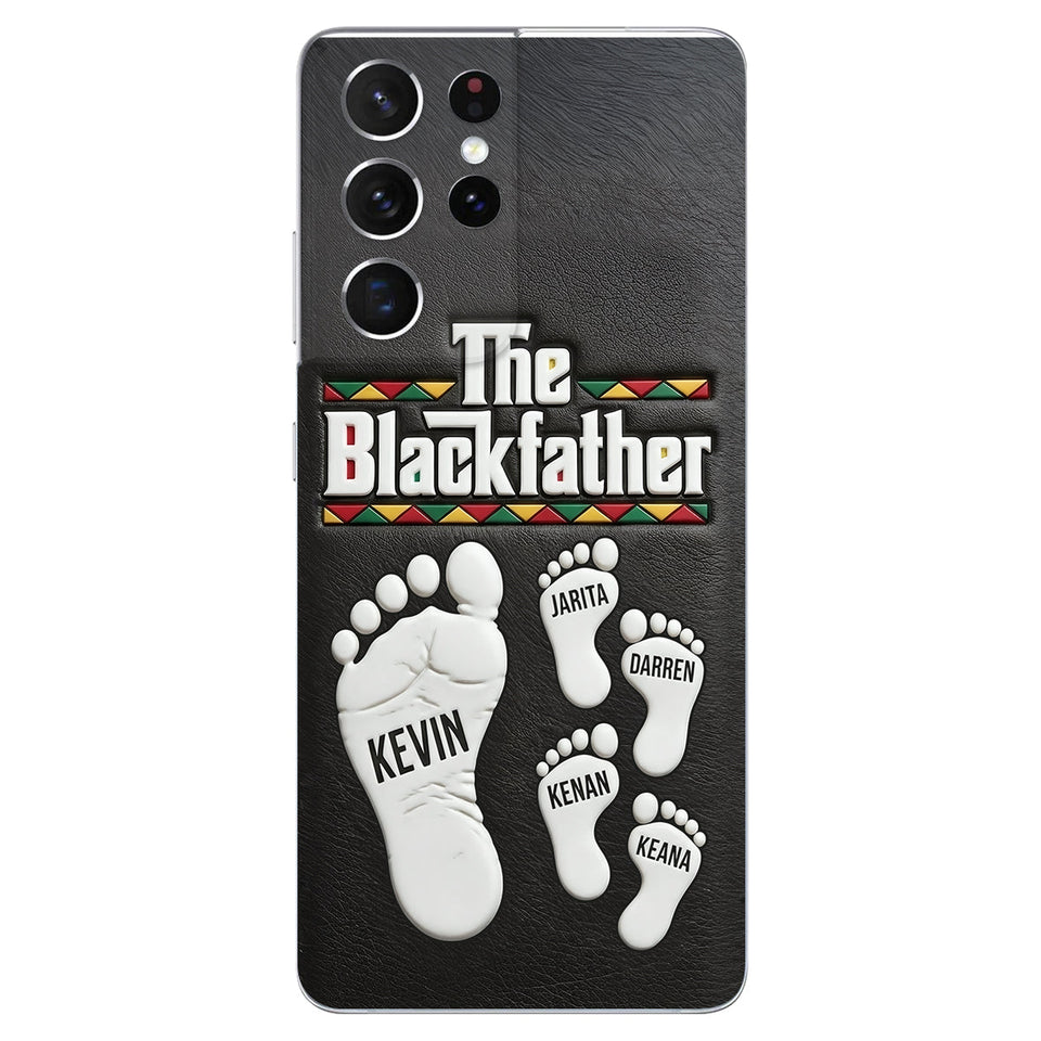 The Blackfather - Personalized Father 3D Embossed Leather Phone Case