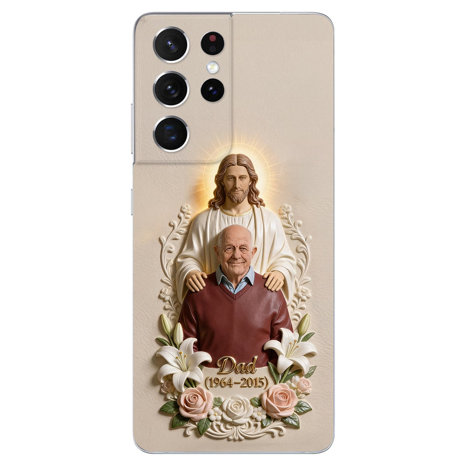 Memorial Gift Idea, Gift for Lost of Loved Ones - Personalized Memorial 3D Embossed Leather Phone Case