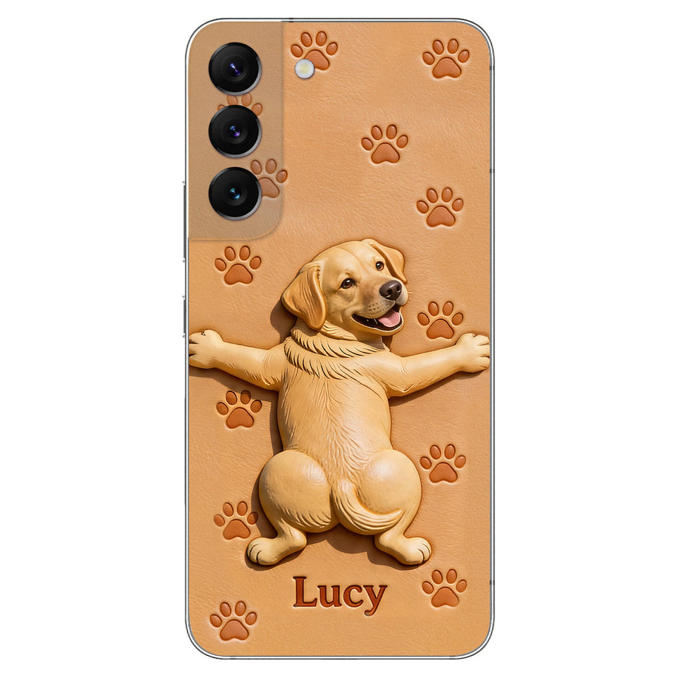 Pet Mom, Dog Lovers Gift Idea - Personalized Dog 3D Embossed Leather Phone Case