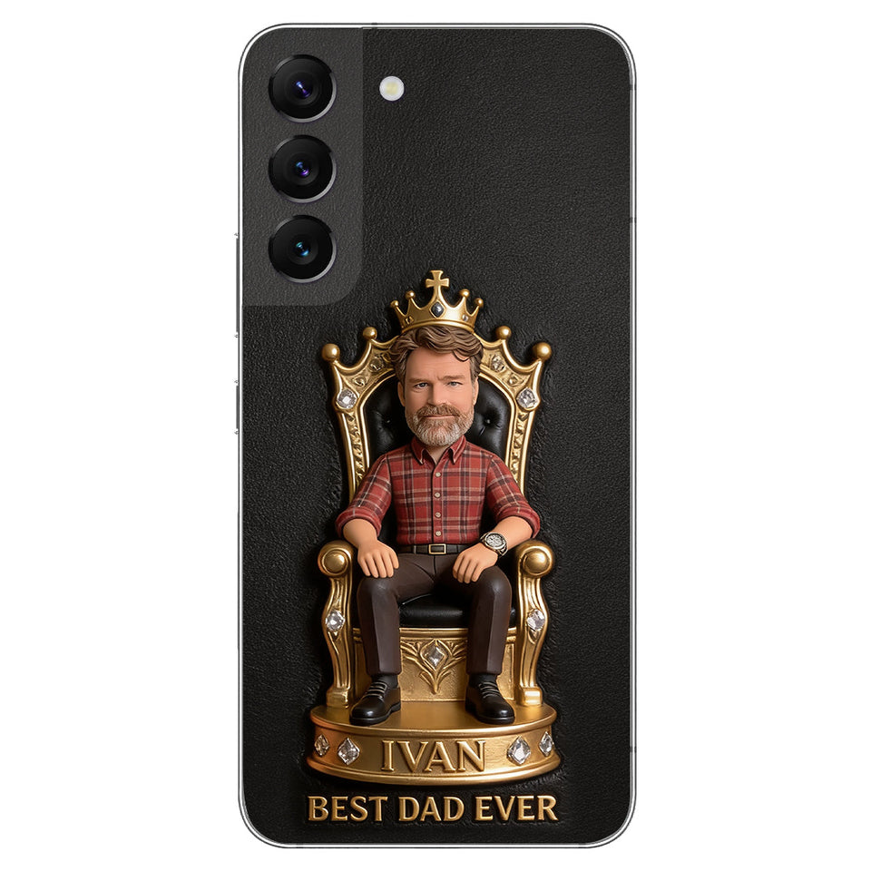 The King Dad - Personalized Father 3D Embossed Leather Phone Case