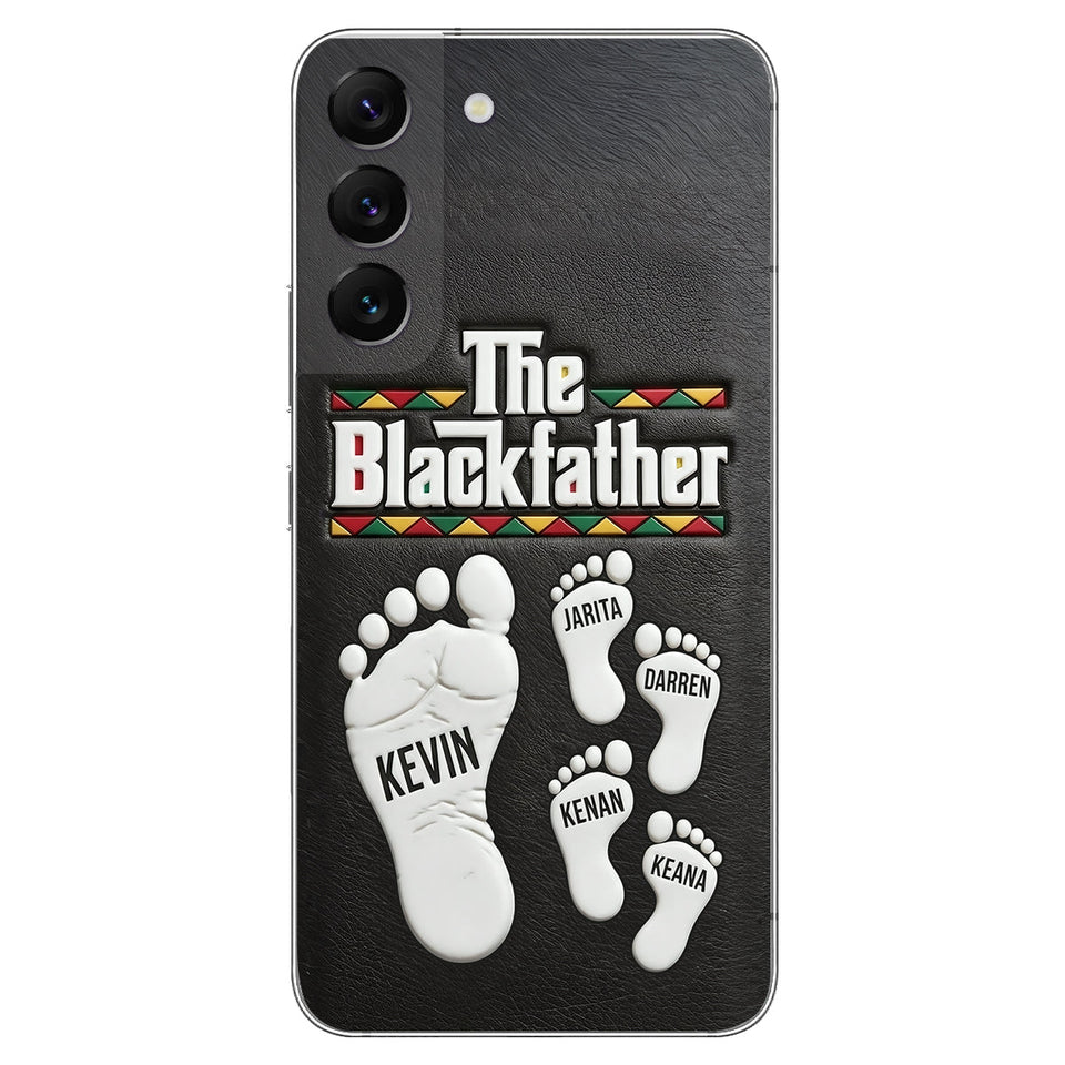 The Blackfather - Personalized Father 3D Embossed Leather Phone Case