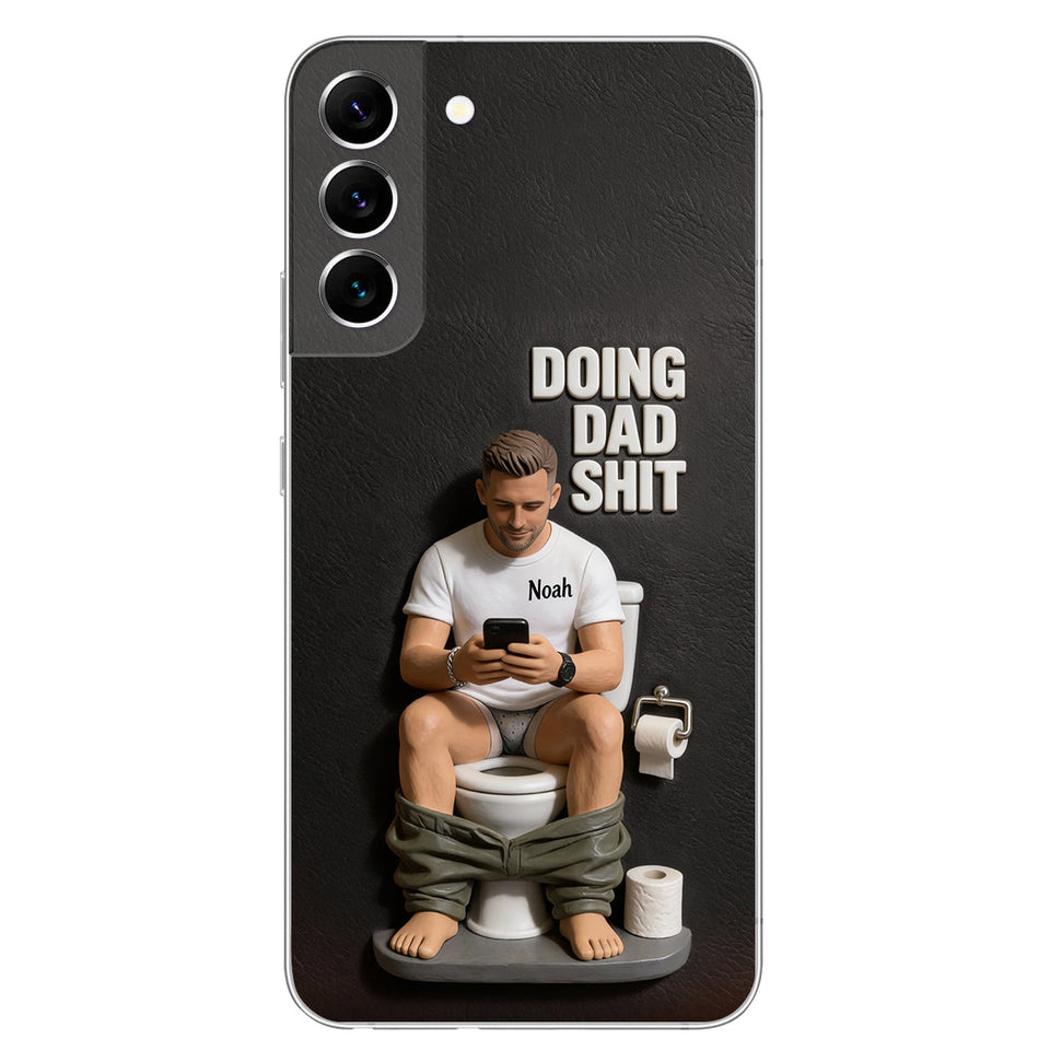 Doing Dad Shit - Personalized Father 3D Embossed Leather Phone Case