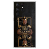 Black King - Personalized African American 3D Embossed Leather Phone Case