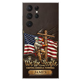We The People - Personalized Lineman 3D Embossed Leather Phone Case