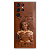 The Moment Your Heart Stopped - Personalized Memorial 3D Embossed Leather Phone Case