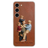 Best Dad Ever - Personalized Father 3D Embossed Leather Phone Case