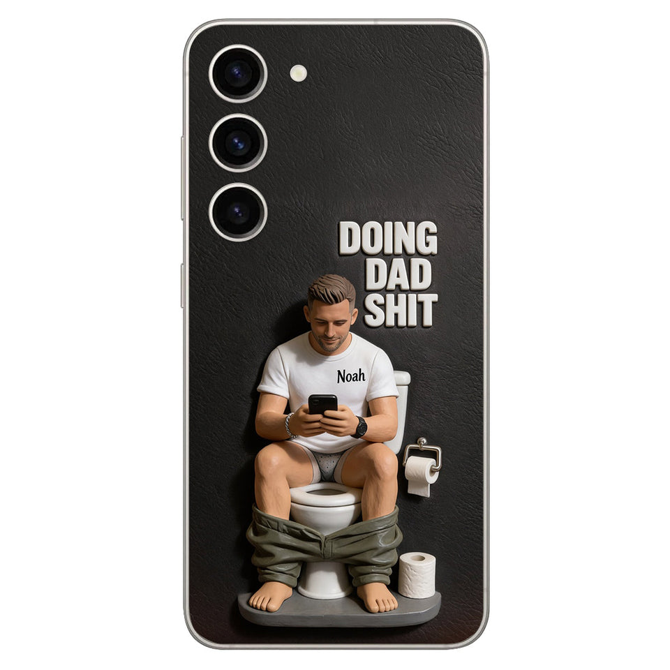 Doing Dad Shit - Personalized Father 3D Embossed Leather Phone Case
