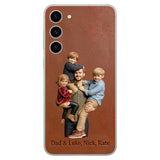 Best Dad Ever - Personalized Father 3D Embossed Leather Phone Case
