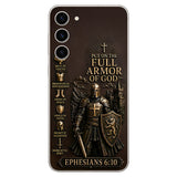 Put On The Full Amor Of God, Gift for Christians - Personalized Christian 3D Embossed Leather Phone Case
