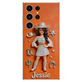 Cowgirl Spirit - Personalized Cowgirl 3D Embossed Leather Phone Case
