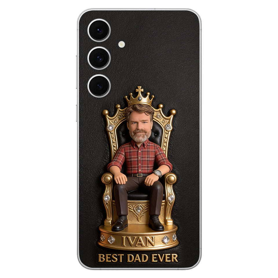 The King Dad - Personalized Father 3D Embossed Leather Phone Case