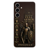 Put On The Full Amor Of God, Gift for Christians - Personalized Christian 3D Embossed Leather Phone Case