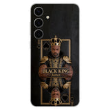 Black King - Personalized African American 3D Embossed Leather Phone Case