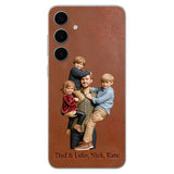 Best Dad Ever - Personalized Father 3D Embossed Leather Phone Case