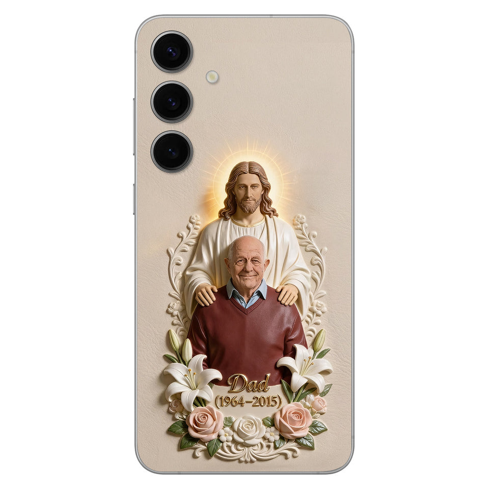 Memorial Gift Idea, Gift for Lost of Loved Ones - Personalized Memorial 3D Embossed Leather Phone Case