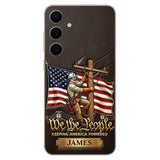 We The People - Personalized Lineman 3D Embossed Leather Phone Case