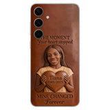 The Moment Your Heart Stopped - Personalized Memorial 3D Embossed Leather Phone Case