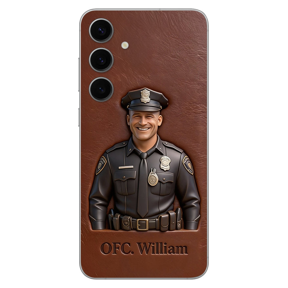 Police Gifts - Personalized Police Officer Leather Phone Case