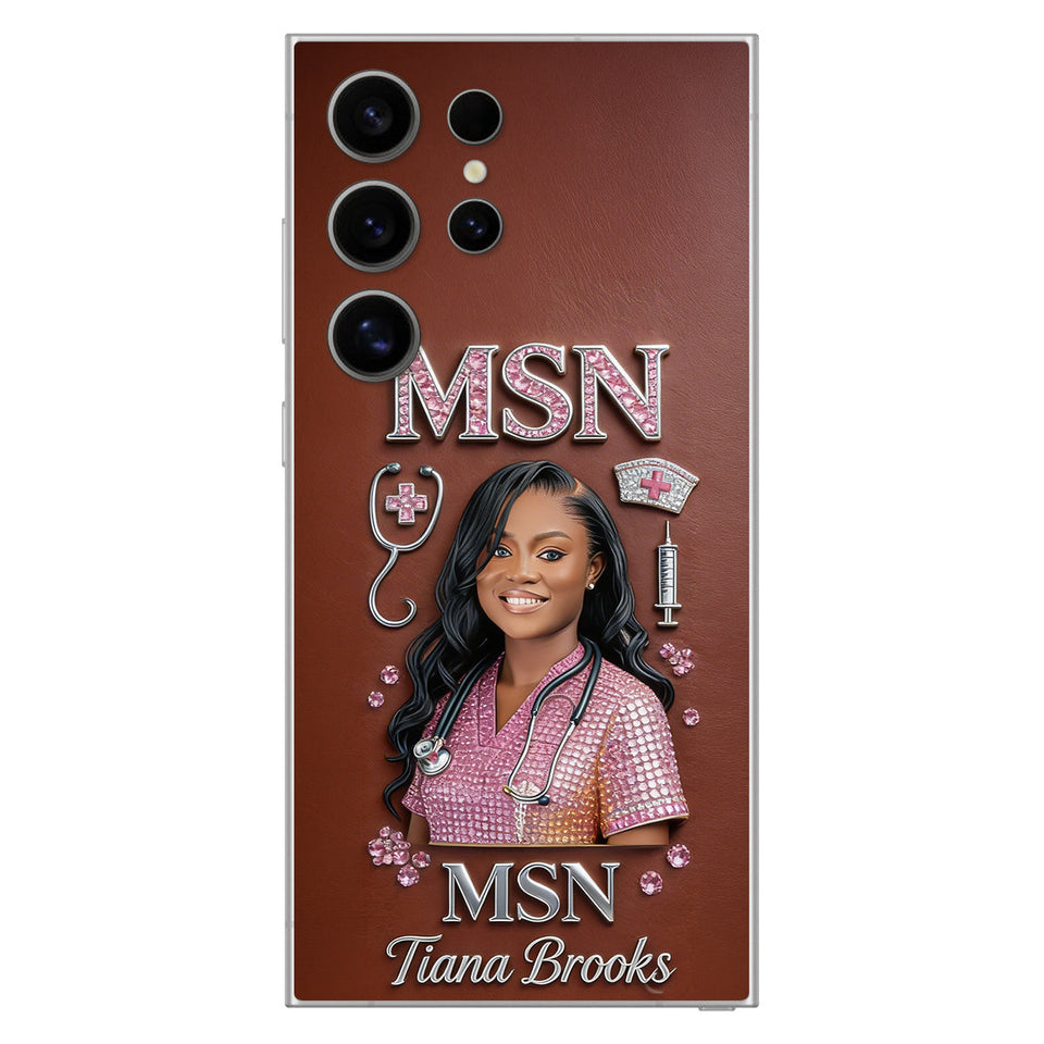 Any Title - Gifts For Nurse, Doctor - Personalized Nurse 3D Embossed Leather Phone Case
