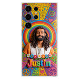 Hippie Theme, Custom From Any Image - Personalized Hippie 3D Embossed Leather Phone Case