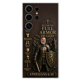 Put On The Full Amor Of God, Gift for Christians - Personalized Christian 3D Embossed Leather Phone Case