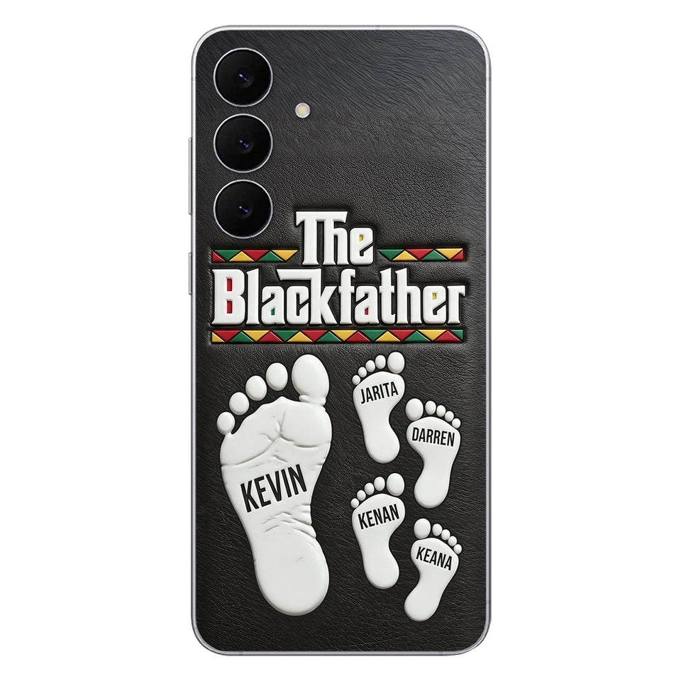 The Blackfather - Personalized Father 3D Embossed Leather Phone Case