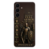 Put On The Full Amor Of God, Gift for Christians - Personalized Christian 3D Embossed Leather Phone Case