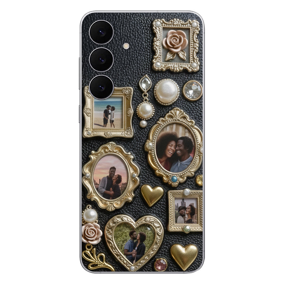 Couple Photo Frame Unique Gift - Personalized Couple Leather Phone Case