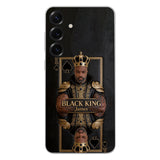 Black King - Personalized African American 3D Embossed Leather Phone Case