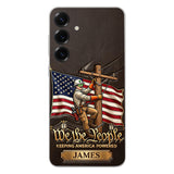 We The People - Personalized Lineman 3D Embossed Leather Phone Case