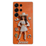 Cowgirl Spirit - Personalized Cowgirl 3D Embossed Leather Phone Case