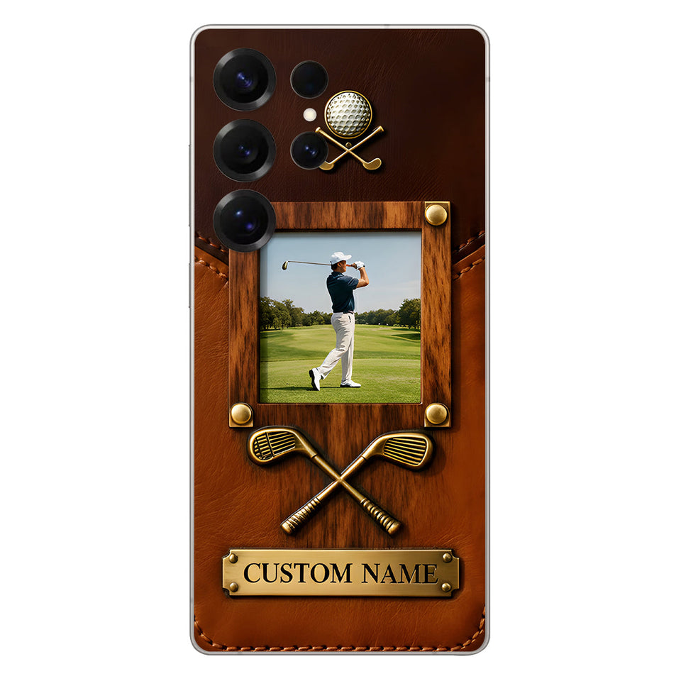 The Memory On The Course - Personalized Golf Leather Phone Case