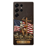 We The People - Personalized Lineman 3D Embossed Leather Phone Case
