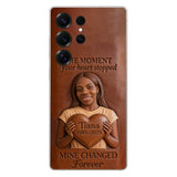 The Moment Your Heart Stopped - Personalized Memorial 3D Embossed Leather Phone Case