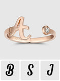 Letter Inital - Personalized 925 Sterling Silver Rose Gold Ring