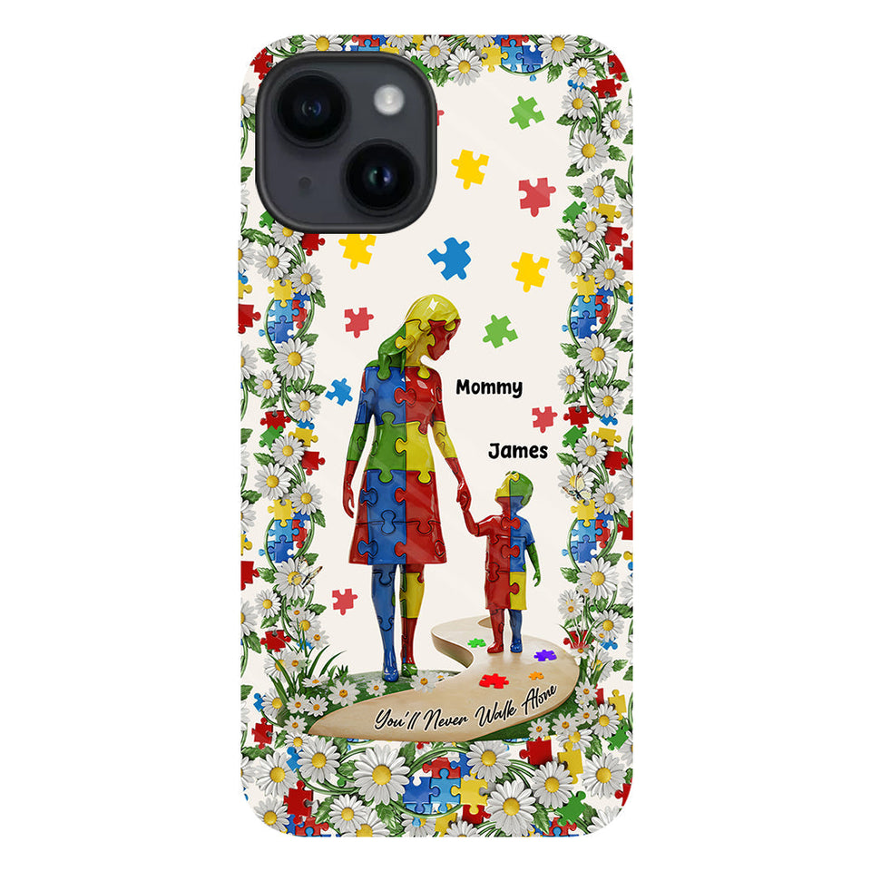 Tu ne marcheras jamais seul - Coque de téléphone personnalisée avec impression intégrale pour la sensibilisation à l'autisme
