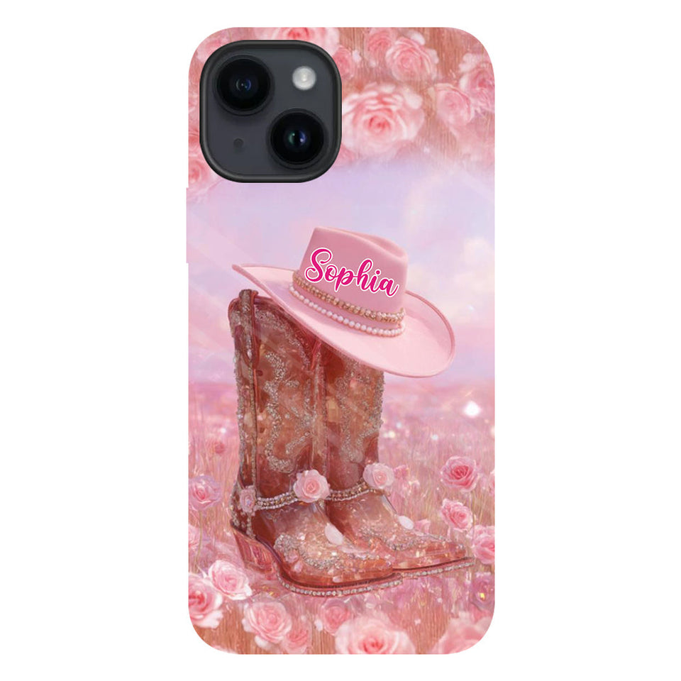 Floral Cowgirl - Personalized Cowgirl Full Print Phone Case & Phone Grip