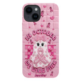 Coque de téléphone personnalisée avec un adorable fantôme et un message de sensibilisation au cancer du sein - Coque de téléphone imprimée intégralement pour la sensibilisation au cancer du sein