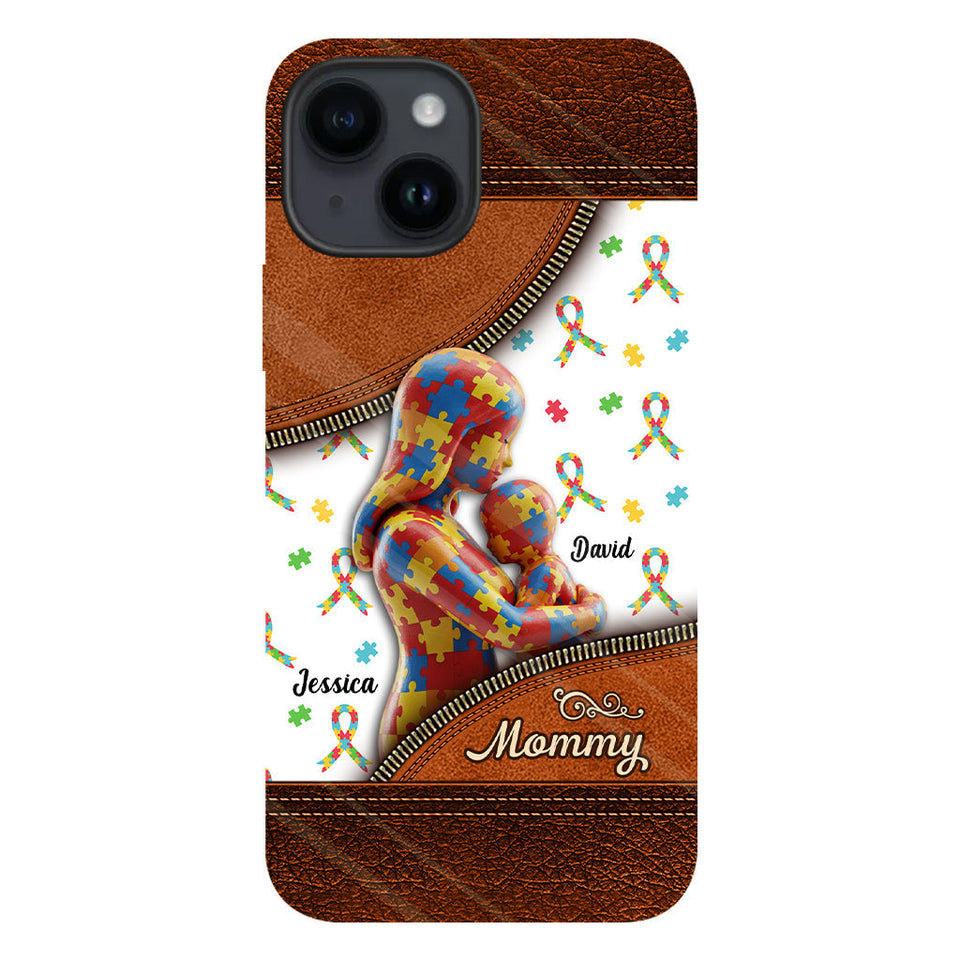 L'amour d'une mère - Coque de téléphone personnalisée avec impression intégrale pour la sensibilisation à l'autisme