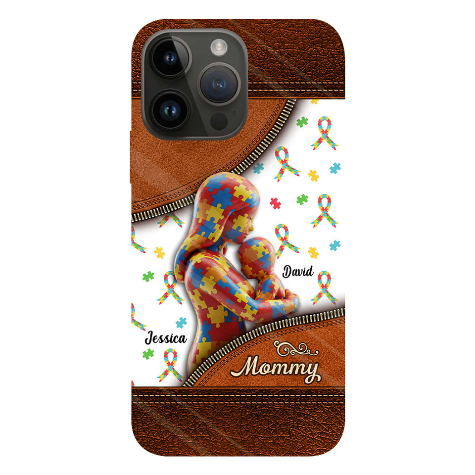 L'amour d'une mère - Coque de téléphone personnalisée avec impression intégrale pour la sensibilisation à l'autisme