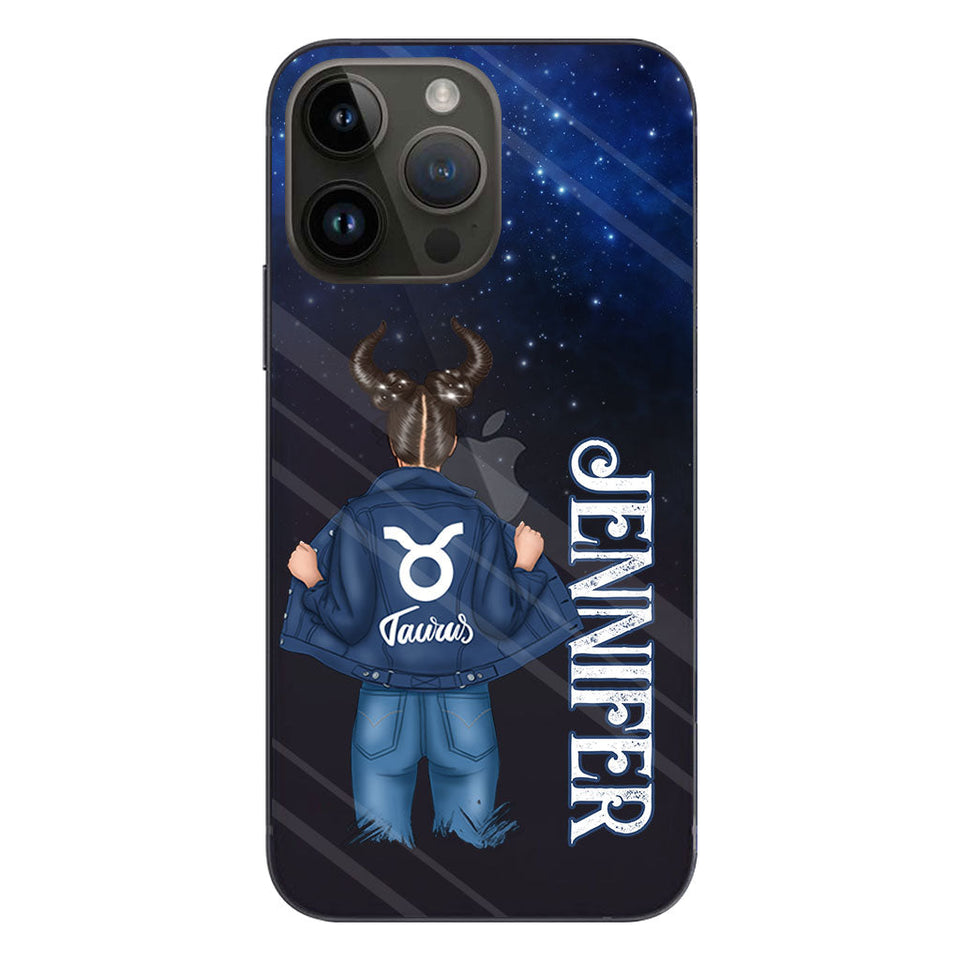 Zodiac Denim Girl - Personalized Horoscope Clear Phone Case