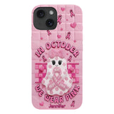 Coque de téléphone personnalisée avec un adorable fantôme et un message de sensibilisation au cancer du sein - Coque de téléphone imprimée intégralement pour la sensibilisation au cancer du sein
