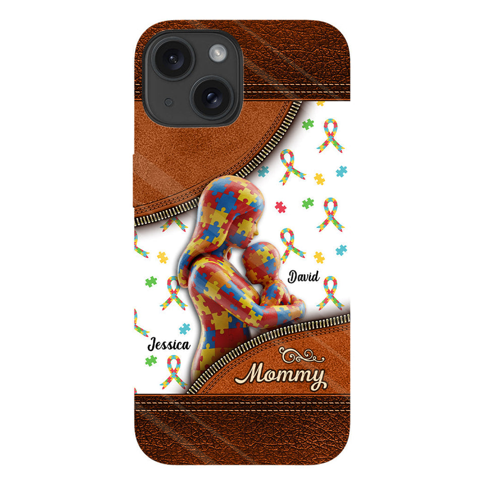 L'amour d'une mère - Coque de téléphone personnalisée avec impression intégrale pour la sensibilisation à l'autisme